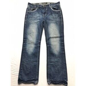 BUCKLE BLACK Premium Jeans Men 34x32 Low Rise Boot Button Fly Whisker Honeycomb